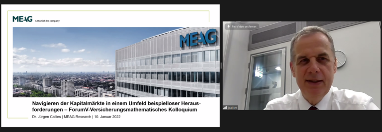 Rückblick Forum V-Versicherungsmathematisches Kolloquium: Herr Dr. Jürgen Callies zum Thema „Navigieren der Kapitalmärkte in einem Umfeld beispielloser Herausforderungen“